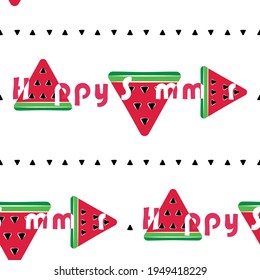 seamless background with watermelon slices . vector. summer