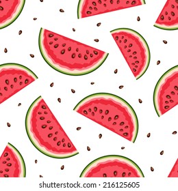 Seamless background with watermelon slices. Vector illustration.