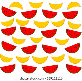 Seamless background with watermelon slices. Vector illustration.