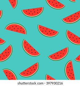 Seamless background with watermelon slices. Vector illustration. Baby and kids style