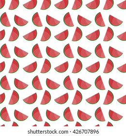Seamless background with watermelon slices. Vector illustration