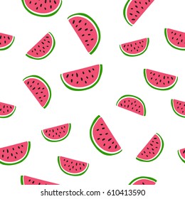 Seamless background with watermelon slices. Vector illustration.