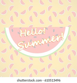 Seamless background with watermelon slices. Vector illustration.