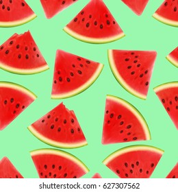 Seamless background with watermelon slices. Vector illustration. design for greeting card and invitation of seasonal summer holiday