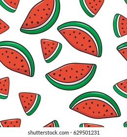 Seamless background with watermelon slices. Vector illustration. design for greeting card and invitation of seasonal summer holiday