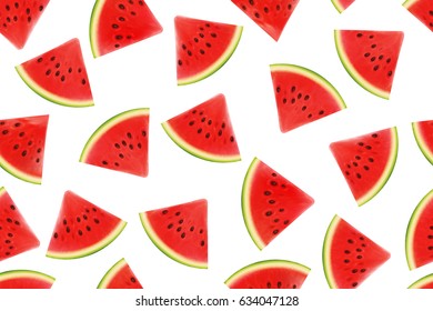 Seamless background with watermelon slices. Vector illustration. design for greeting card and invitation of seasonal summer holiday