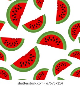 Seamless background with watermelon slices. Vector illustration. design for greeting card and invitation of seasonal summer holiday