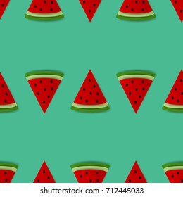 Seamless background with watermelon slices. Vector illustration and Paper art carving.