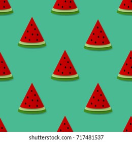 Seamless background with watermelon slices. Vector illustration and Paper art carving.