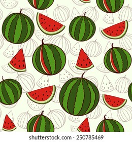 Seamless background with watermelons