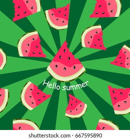 Seamless background with watermelons.Pink  Watermelon slices. Popular summer background. 