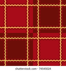 Seamless background with waved lines in red squares. Vector illustration.