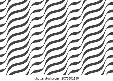 Seamless background with waves. Black curve lines. Wavy illustration.