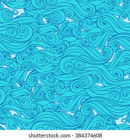 Seamless background of wavy patterns with lots of curls and lines