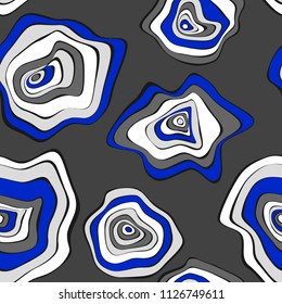 Seamless Background with Wavy Round Abstraction. Hand Drawn Pattern in Ethnic Style. Vector Psychedelic Illustration with Deformed Circles. Wavy Seamless Pattern for Fabric, Textile, Cloth Design.