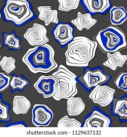 Seamless Background with Wavy Round Abstraction. Hand Drawn Pattern in Ethnic Style. Vector Psychedelic Illustration with Deformed Circles. Wavy Seamless Pattern for Fabric, Textile, Cloth Design.