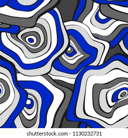 Seamless Background with Wavy Round Abstraction. Hand Drawn Pattern in Ethnic Style. Vector Psychedelic Illustration with Deformed Circles. Wavy Seamless Pattern for Fabric, Textile, Cloth Design.