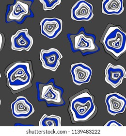 Seamless Background with Wavy Round Abstraction. Hand Drawn Pattern in Ethnic Style. Vector Psychedelic Illustration with Deformed Circles. Wavy Seamless Pattern for Fabric, Textile, Cloth Design.
