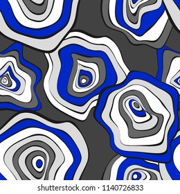 Seamless Background with Wavy Round Abstraction. Hand Drawn Pattern in Ethnic Style. Vector Psychedelic Illustration with Deformed Circles. Wavy Seamless Pattern for Fabric, Textile, Cloth Design.