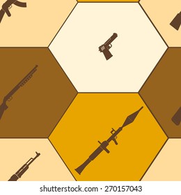Seamless background with weapons and arms for your design