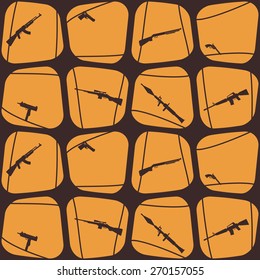Seamless background with weapons and arms for your design