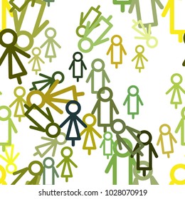 Seamless background for web page, graphic design, catalog or texture, hand drawn sign of male or female. Cartoon style vector.