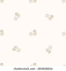 Seamless background webcap mushroom gender neutral pattern. Whimsical minimal earthy 2 tone color. kids nursery wallpaper or boho cartoon fungi fashion all over print. 