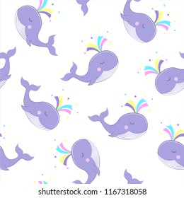 Seamless background with a whale image. Children's print. Seamless pattern. Vector.Vector illustration.