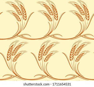 A seamless background with wheat cones.