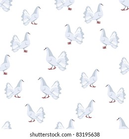 Seamless background of white doves. The illustration on white background.