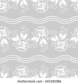 Seamless background. White embroidery on a grey background. Sewing. Textile rapport.
