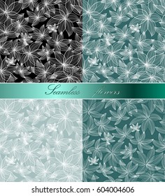 seamless background with white flower transparent colors