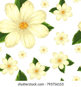 Seamless background with white flowers illustration