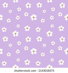 Seamless background with white flowers on a purple background.