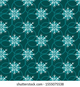 Seamless background. White hand drawn snowflakes on a dark background. Vector illustration.