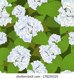 Seamless background with white hydrangea