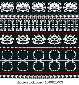 Seamless background with white masks on contrasting background with decorative elements