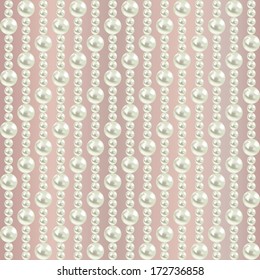 seamless background with white pearls on beige. vector illustration