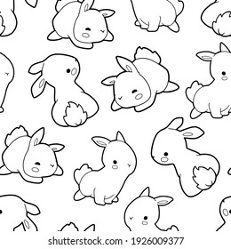 Seamless background. White rabbits. Pattern for valentine's day, easter and mother's day. Cute cartoon characters. 