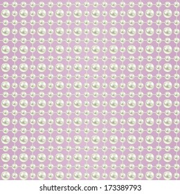 seamless background with white realistic pearls different size on purple pink. vector illustration