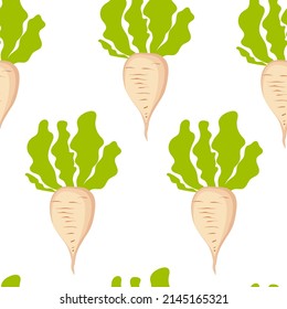 Seamless background of white sugar beets. Bio sugar pattern cartoon vector illustration.