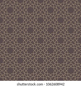 Seamless background whith golden lines for your designs. Modern vector ornament. Geometric abstract pattern
