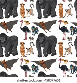 Fondo sin mar con ilustración de animales salvajes