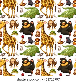 Seamless background with wild animals illustration