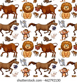 Seamless background with wild animals illustration
