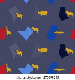 Seamless background with wild animals for your design