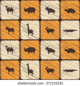 Seamless background with wild animals for your design