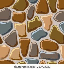 Seamless background wild grape on the wall of rough stone. Vector.