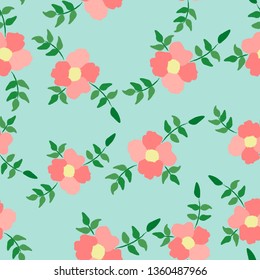 Seamless background with wild rose flowers