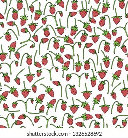 Seamless background of wild strawberries. Endless pattern for your design. 